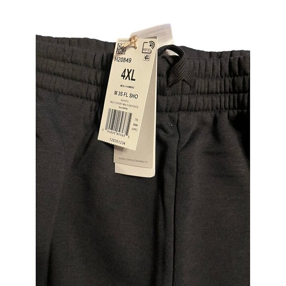 adidas Shorts Mens 4XL Black Classic Pull On 3 Stripes Drawstring Workout Gym - Picture 2 of 4